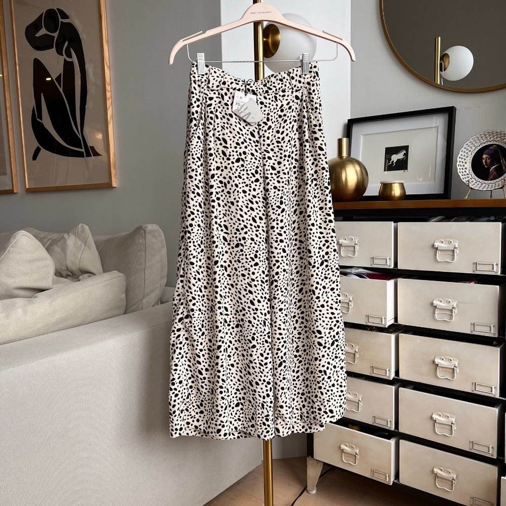 Zara printed pattern wide leg pants